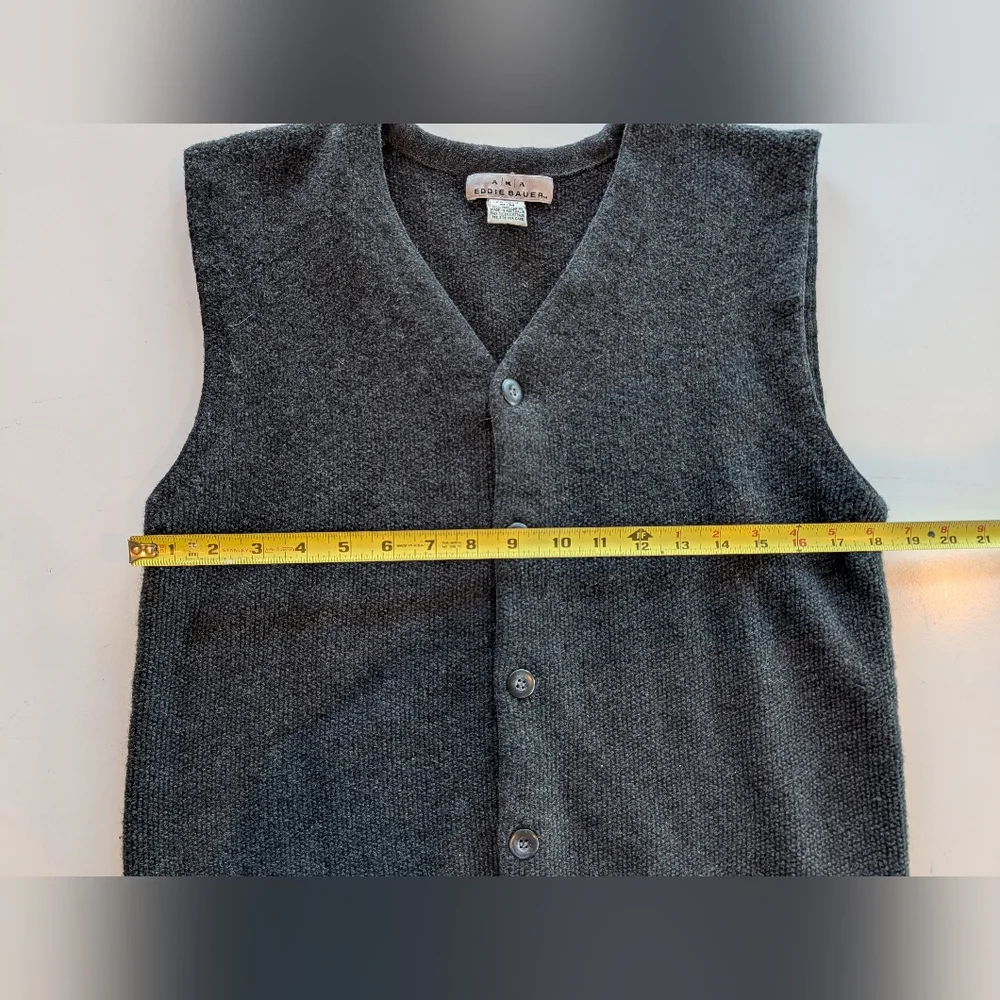 Vintage AKA Eddie Bauer Wool Sweater Vest Made In Australia Charcoal Grey